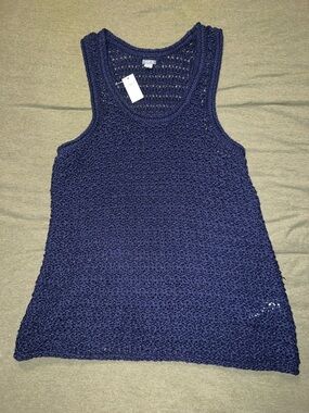 aerie Navy Crochet Tank Top